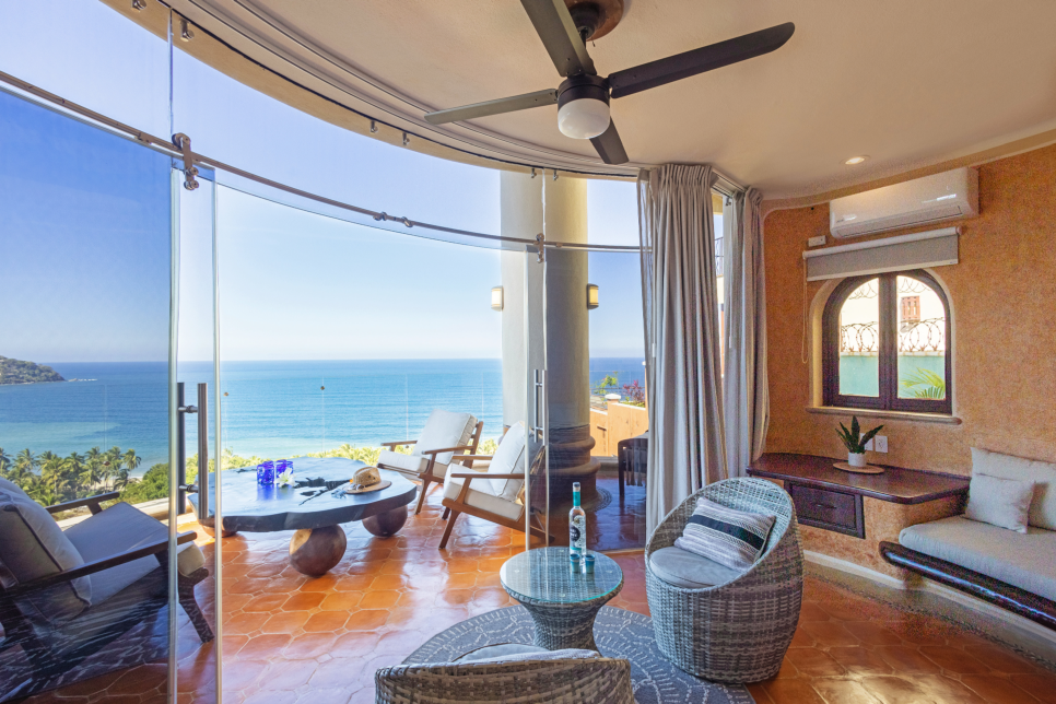 Private balcony with stunning ocean views from the suite.