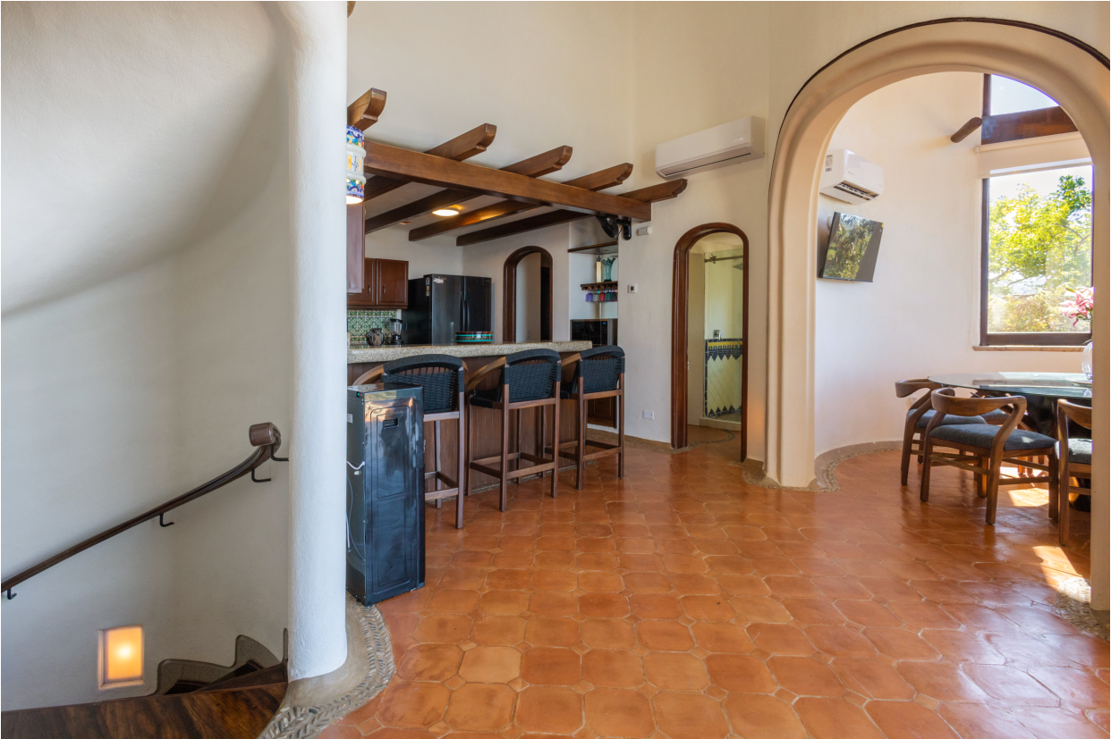 Close-up of the kitchen countertop with fresh ingredients and cooking utensils ready for use