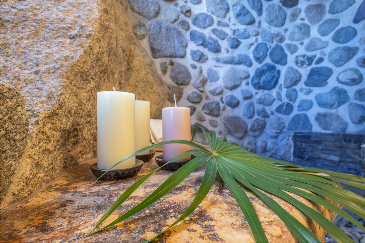 Romatic mood setting candles in the custom bathroom ensuite